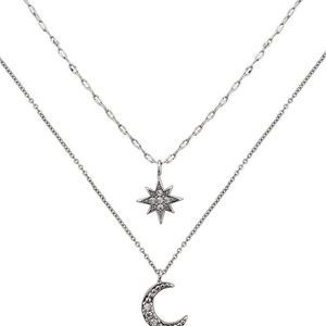 Sacina Gothic Crescent Moon Choker Necklace, Moon Sun Star Choker Necklace